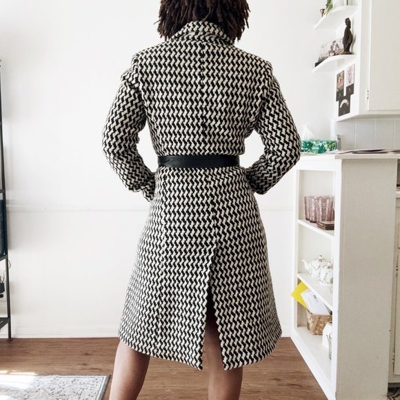 express houndstooth double breasted belted wool coat - Picture 2 of 8